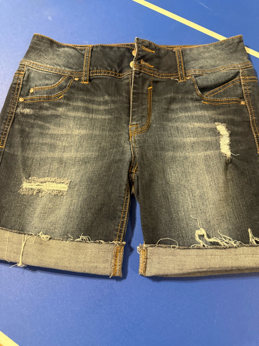 Tinseltown Blue Denim Jeans with Gold Stitching